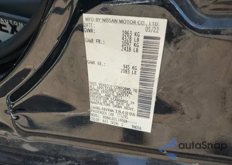 2022 Nissan Altima S from USA, damaged, VIN 1N4BL4BV4NN384896